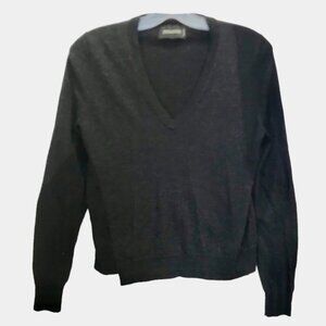 Zadig & Voltaire Wool V Neck Sweater Black Grey Asymmetrical Hem Pullover Top S